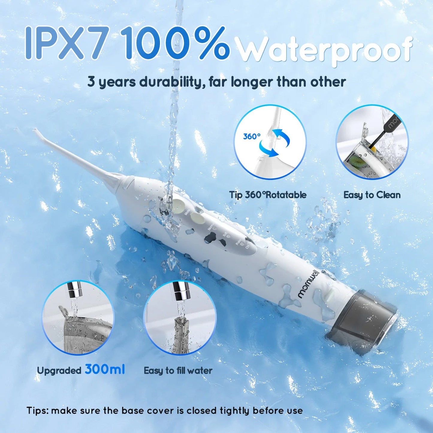 Oral Irrigator D52 Portable Dental Water Flosser USB Rechargeable Water Jet Floss Tooth Pick 4 Jet Tip 300ml 3 Modes Teeth Clean