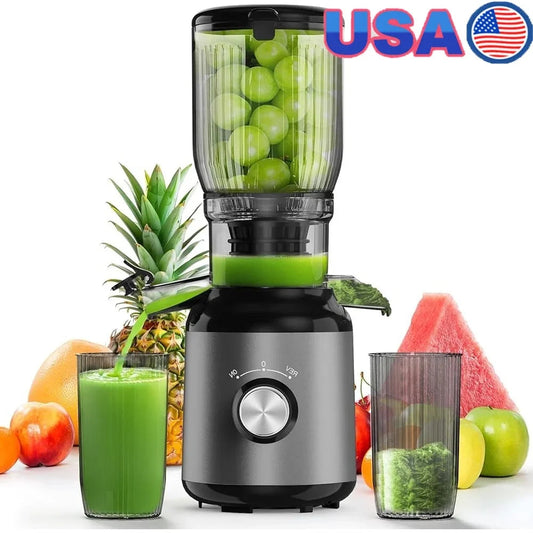 Masticating Cold Press Juicer Machines 5.3 Inch Wide Feed Chute Juice Extractor High Output Easy Clean Whole Fruit Juicing