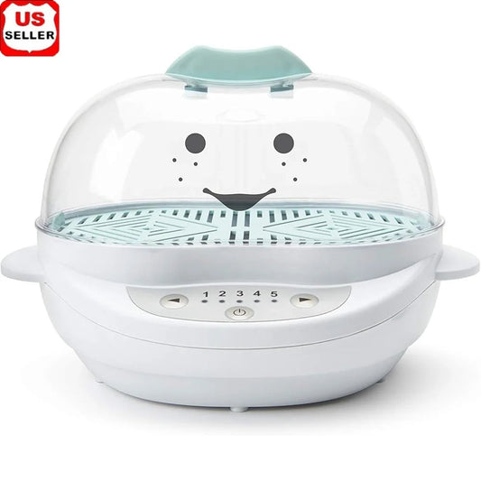 Turbo Food Steamer Baby Food Sterilizer Defroster with Timer 5 Steam Settings Dishwasher Safe Easy Cleanup