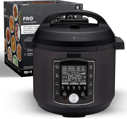 (8 QT) 10-in-1 Pressure Cooker, Slow Cooker, Rice/Grain Cooker, Steamer, Sauté, Sous Vide, Yogurt Maker, Sterilizer, and Warmer