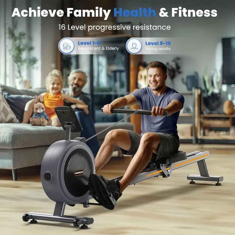 Rowing Machines for Home, Compact Rower Machine with 350LBS Loading Capacity, Magetic Rower with APP, Row Machine