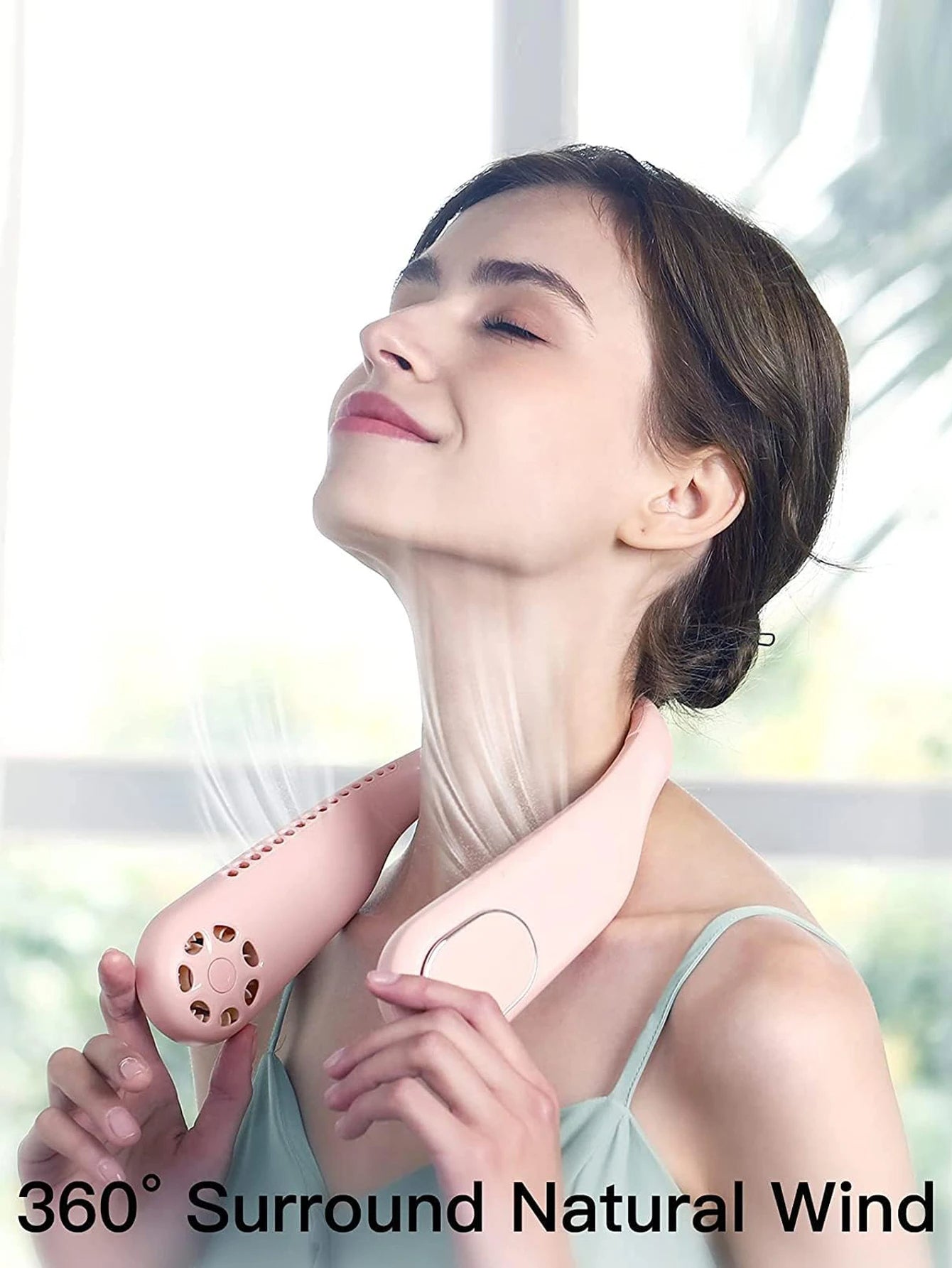 4000mAh Portable Neck Fan Blade-Free Neck-Worn USB Rechargeable Air Cooler 3-Speed Adjustment Suitable for Outdoor Sports Travel