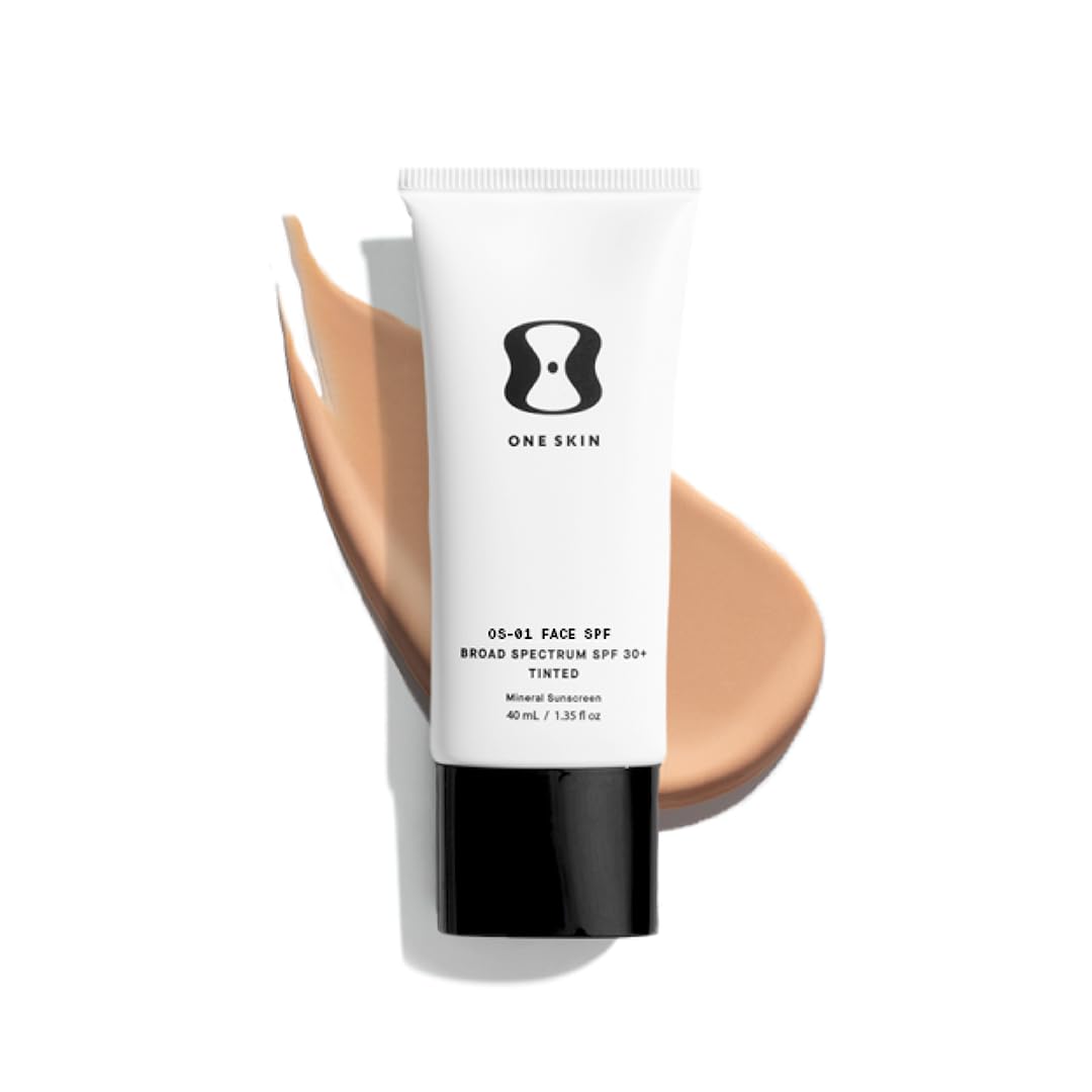OneSkin FACE SPF OS-01 Peptide Broad Spectrum SPF 30+ Mineral Sunscreen- Scientifically Proven to Protect Skin from UV Aging, Includes Potent Antioxidants (Light/Medium)