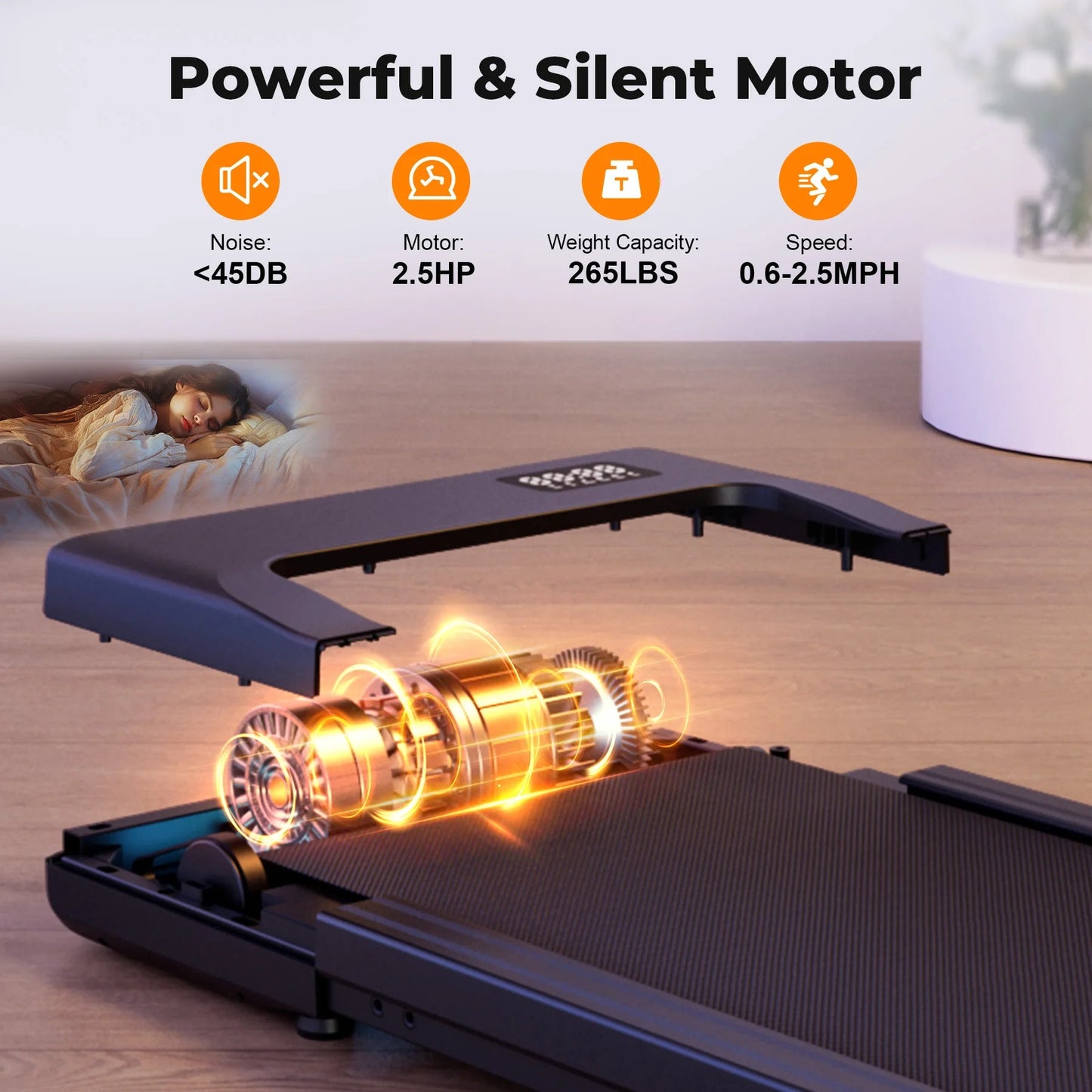 Walking Pad Under Desk Treadmill 2 in 1 Portable Treadmill with Remote Control LED Display 2.5HP Walkingpad for Home&Office