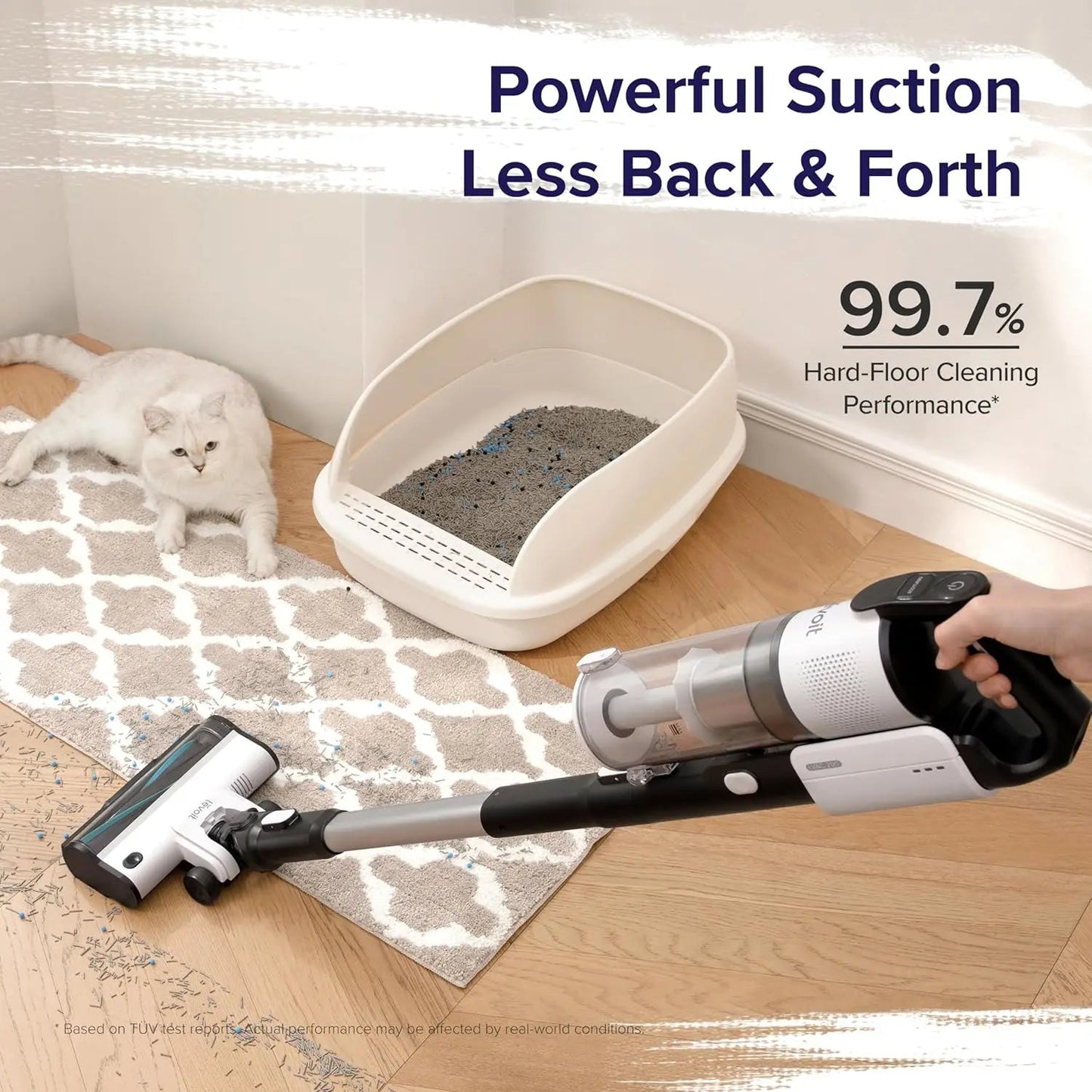 Cordless Vacuum Cleaner, Stick Vac with Tangle-Resistant Design, Up to 50 Minutes, Powerful Suction, Rechargeable, Lightw