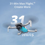 DJI Mini 4K, Drone with 4K UHD Camera for Adults, Under 249 g, 3-Axis Gimbal Stabilization, 10km Video Transmission, Auto Return, Wind Resistance, 1 Battery for 31-Min Max Flight Time