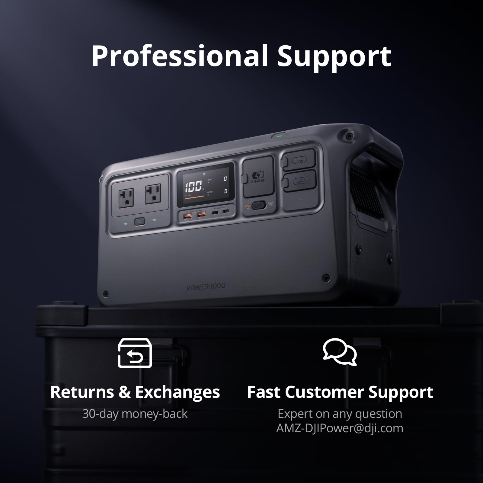 DJI Power 1000 Portable Power Station, 1024Wh LiFePO4 Battery, 2200W (Peak 2600W) AC/140W USB-C Output, 23db Ultra-Silent, Solar Generator For Home Backup, Camping (Solar Panel Optional)