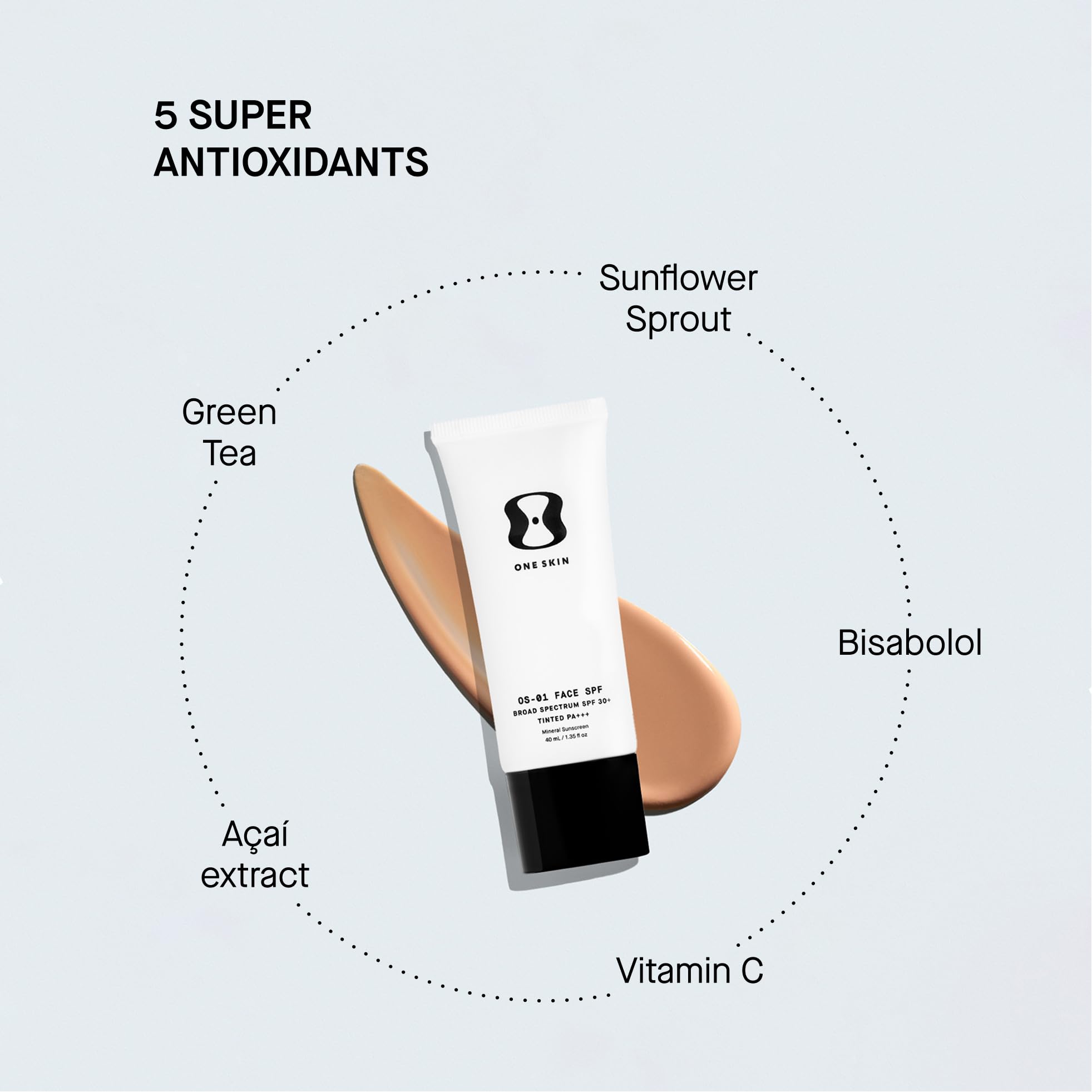 OneSkin FACE SPF OS-01 Peptide Broad Spectrum SPF 30+ Mineral Sunscreen- Scientifically Proven to Protect Skin from UV Aging, Includes Potent Antioxidants (Light/Medium)