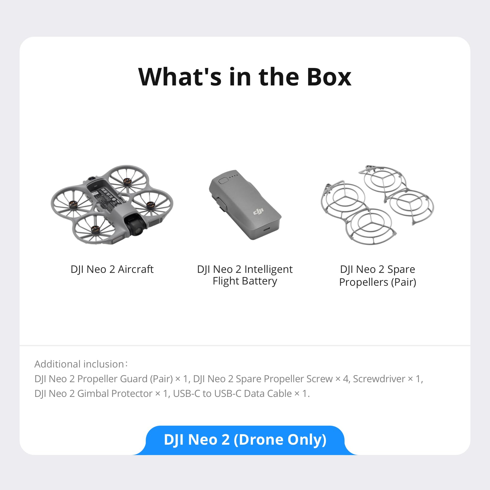 DJI Neo 2 (Drone Only), Lightweight 4K Drone With Camera, Palm Takeoff & Landing, Gesture Control, ActiveTrack, Omnidirectional Obstacle Sensing