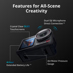 DJI Osmo Action 5 Pro Adventure Combo, Waterproof Action Camera with 1/1.3" Sensor, 4K/120fps Video, Subject Tracking, 12h Extended Battery Life with 3 Batteries, 1.5m Extension Rod, Battery Case
