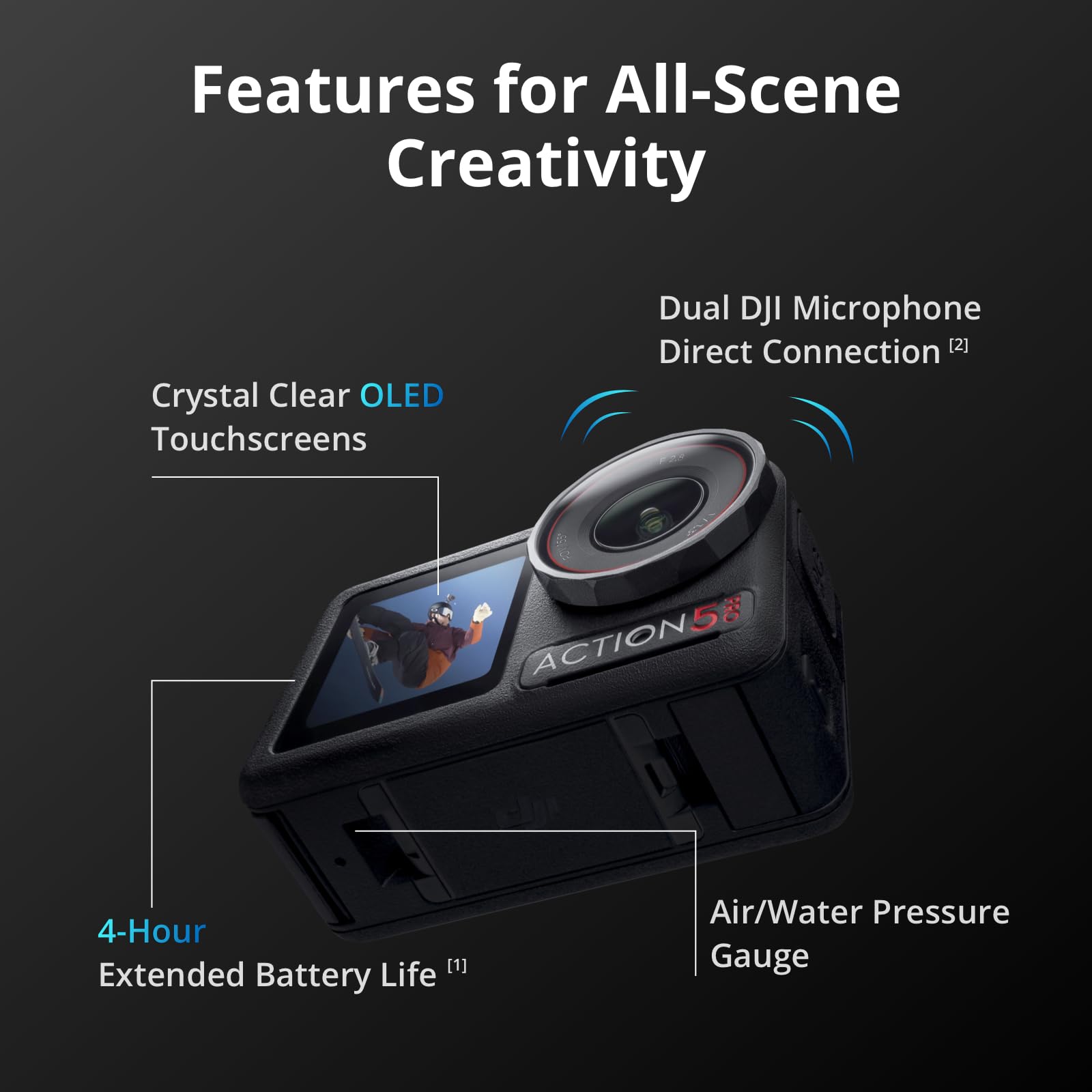 DJI Osmo Action 5 Pro Adventure Combo, Waterproof Action Camera with 1/1.3" Sensor, 4K/120fps Video, Subject Tracking, 12h Extended Battery Life with 3 Batteries, 1.5m Extension Rod, Battery Case