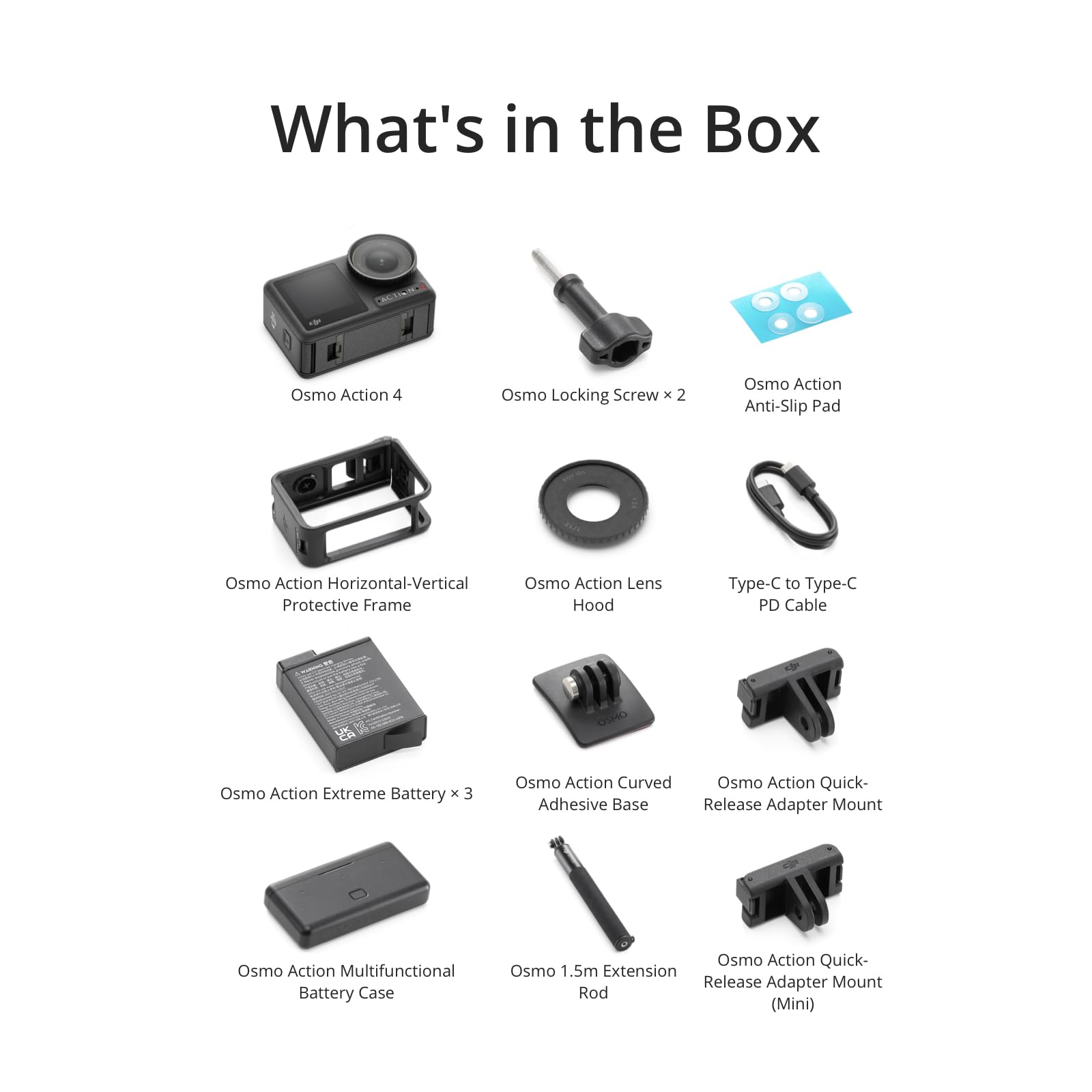 DJI Osmo Action 4 Adventure Combo, Waterproof Action Camera with 1/1.3" Sensor, 4K/120fps Video, Stunning Low-Light, 8h Extended Battery Life with 3 Batteries, 1.5m Extension Rod, Battery Case