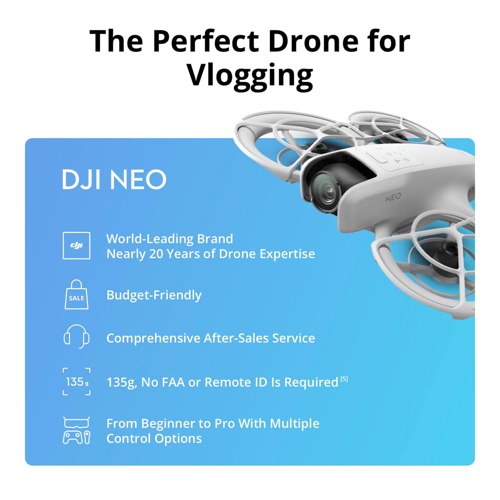 DJI Neo Three-Battery Combo, Mini Drone 4K UHD Camera for Adults, 135g Self Flying Drone That Follows You, Palm Takeoff, Subject Tracking, QuickShots, Stabilized Video (Controller-Free)