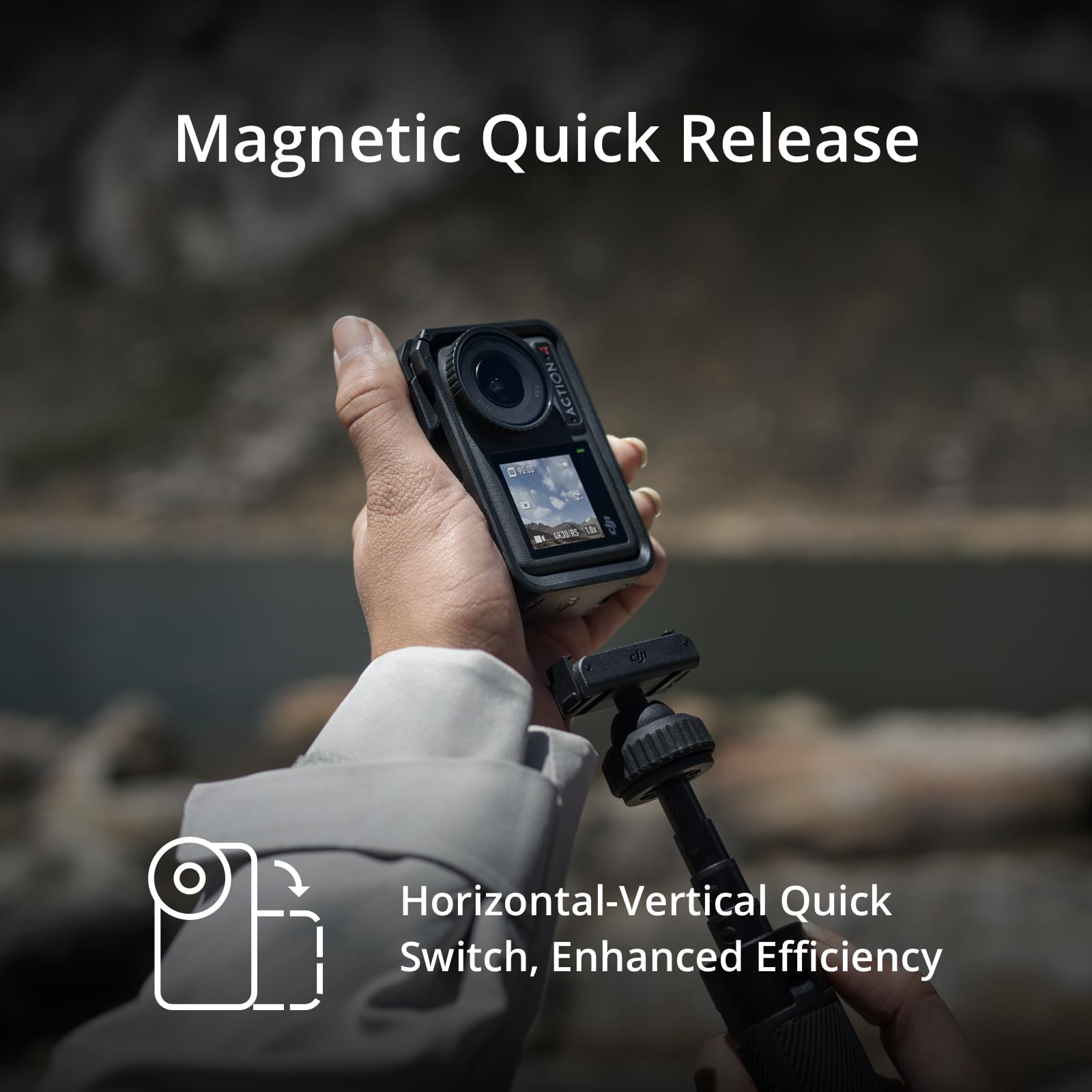 DJI Osmo Action 4 Adventure Combo, Waterproof Action Camera with 1/1.3" Sensor, 4K/120fps Video, Stunning Low-Light, 8h Extended Battery Life with 3 Batteries, 1.5m Extension Rod, Battery Case