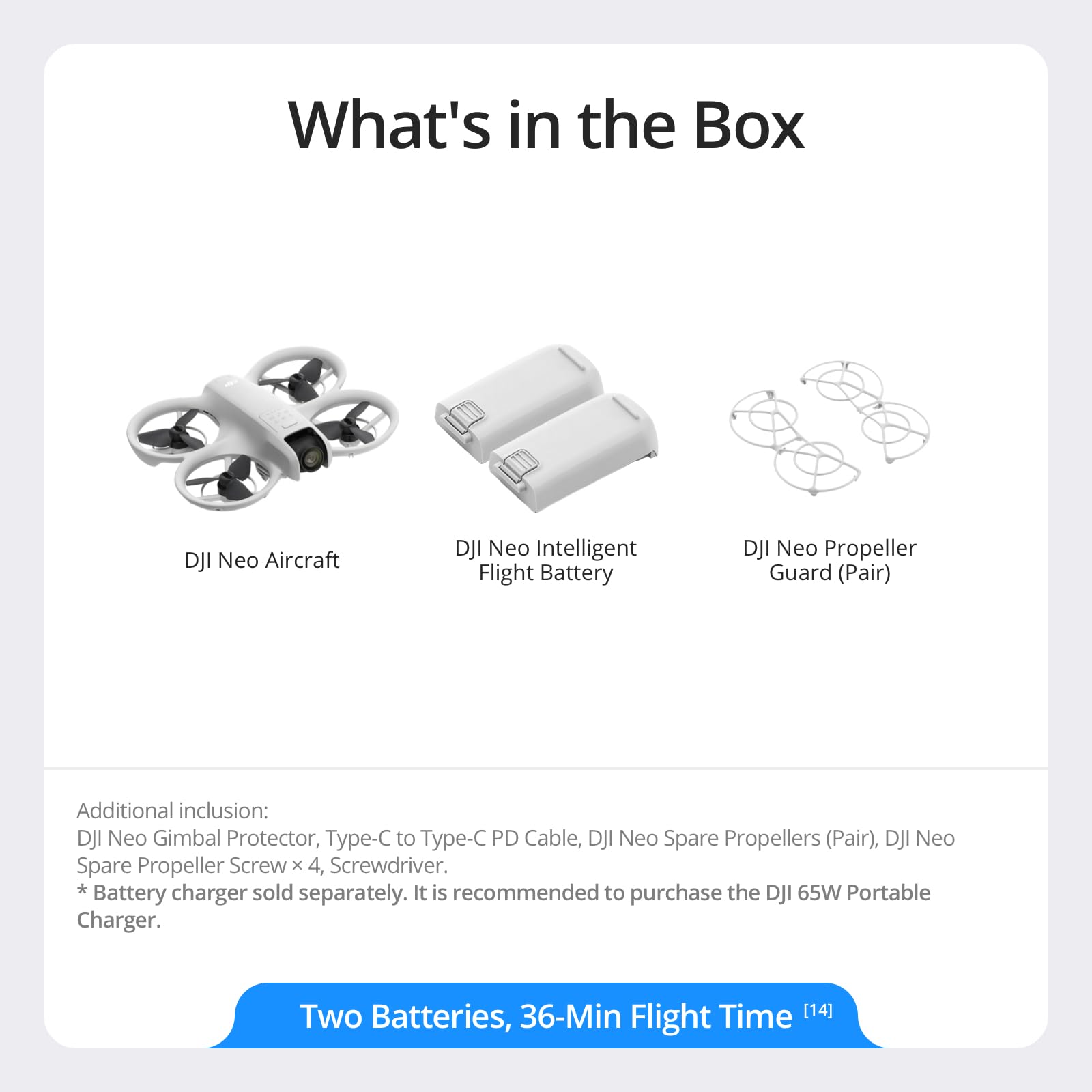 DJI Neo Two-Battery Combo, Mini Drone with 4K UHD Camera for Adults, 135g Follow Me Drone with Palm Takeoff, AI Subject Tracking, QuickShots, Stabilized Video, Propeller Guard (Controller-Free)