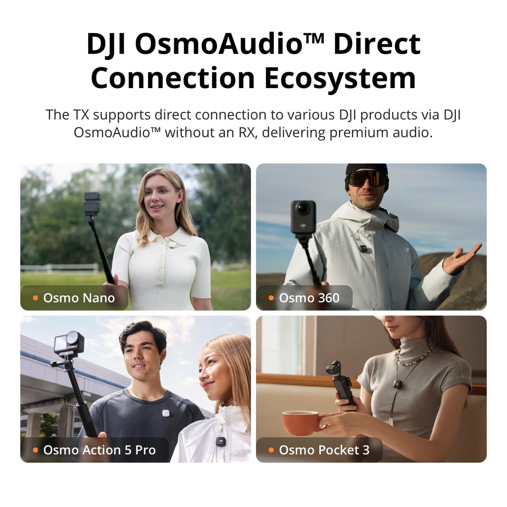 DJI Mic 2 (2 TX + 1 RX + Charging Case), All-in-one Wireless Microphone, Intelligent Noise Cancelling, 32-bit Float Internal Recording, 250m (820 ft.) Range, Microphone for iPhone, Android, Camera