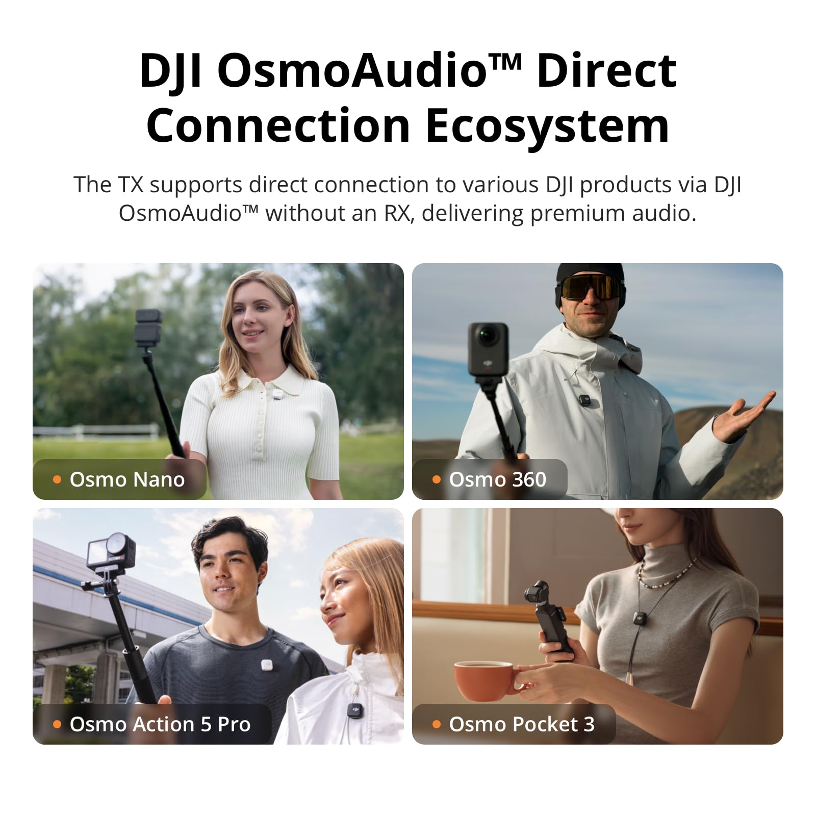 DJI Mic 2 (2 TX + 1 RX + Charging Case), All-in-one Wireless Microphone, Intelligent Noise Cancelling, 32-bit Float Internal Recording, 250m (820 ft.) Range, Microphone for iPhone, Android, Camera