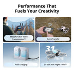 DJI Flip With RC 2 Screen Remote Controller, Follow Me Drone With 4K UHD Camera for Adults, Under 249 g, 3-Axis Gimbal Stabilization, 44000ft/13km Video Transmission, Palm Takeoff, 31-Min Flight Time