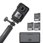DJI Osmo Action 4 Adventure Combo, Waterproof Action Camera with 1/1.3" Sensor, 4K/120fps Video, Stunning Low-Light, 8h Extended Battery Life with 3 Batteries, 1.5m Extension Rod, Battery Case