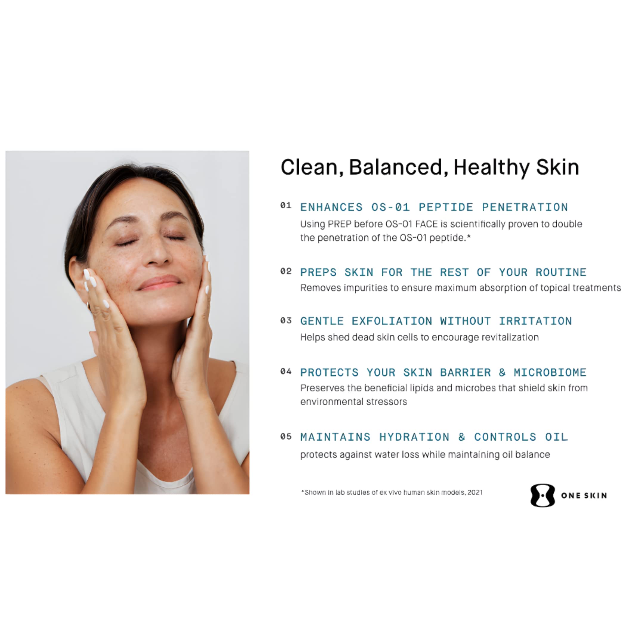 OneSkin PREP Facial Cleanser to Exfoliate and Support Skin Balance, Dermatologist Tested & Safe for Sensitive Skin
