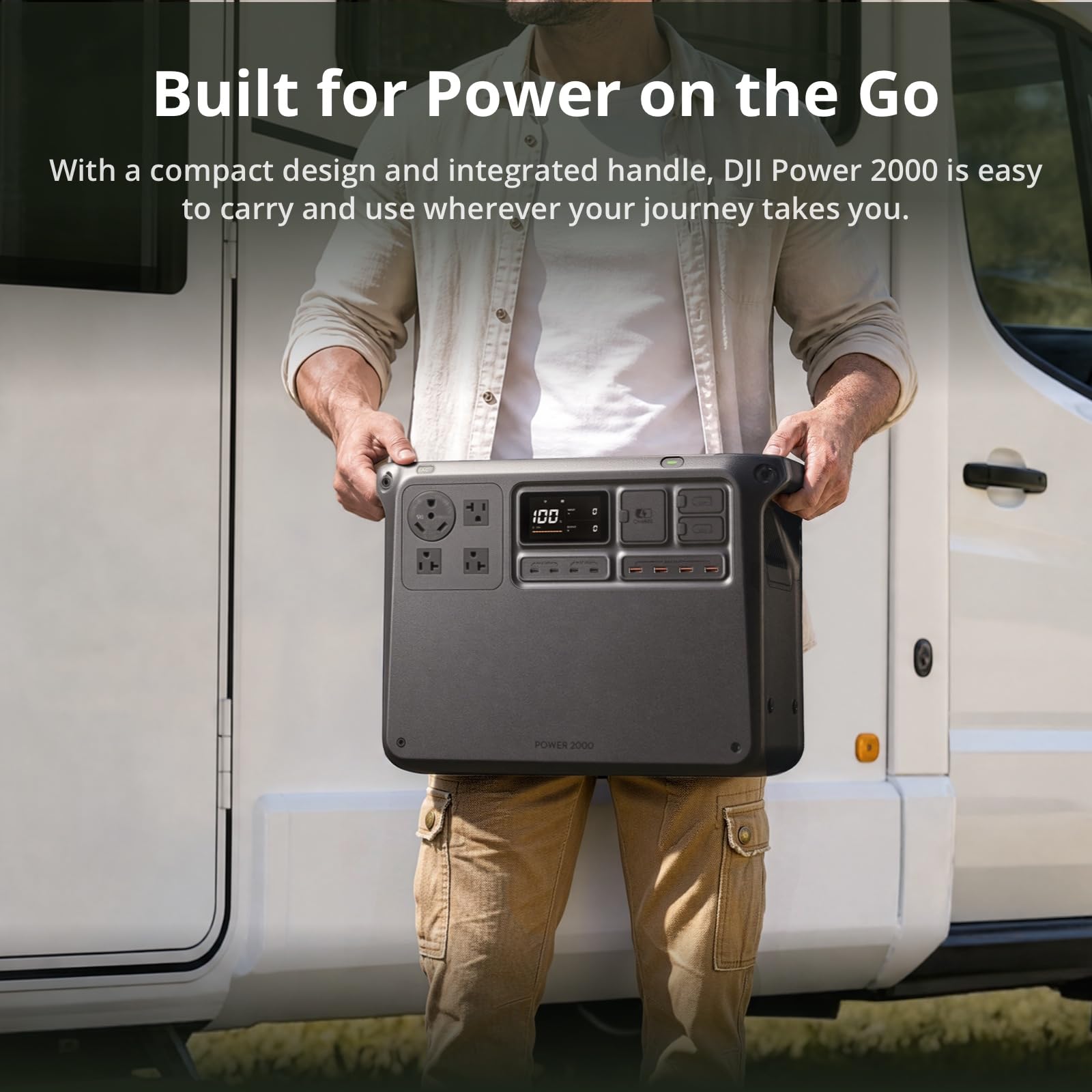 DJI Power 2000 Portable Power Station, 2048Wh LFP Battery, Compact Size, 3000W Stable Output, 0-80% Recharge in 55 Mins, Electric Generator for Home, Camping & RVs, Off-Grid