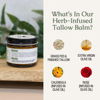 Hearth & Homestead Whipped Beef Tallow for Skin & Face - 100% Grass Fed, Eczema Cream & Body Butter - Organic Olive Oil, Calendula & Rose - Lotion & Hand Moisturizer for Dry Skin, Unscented, 1.3oz