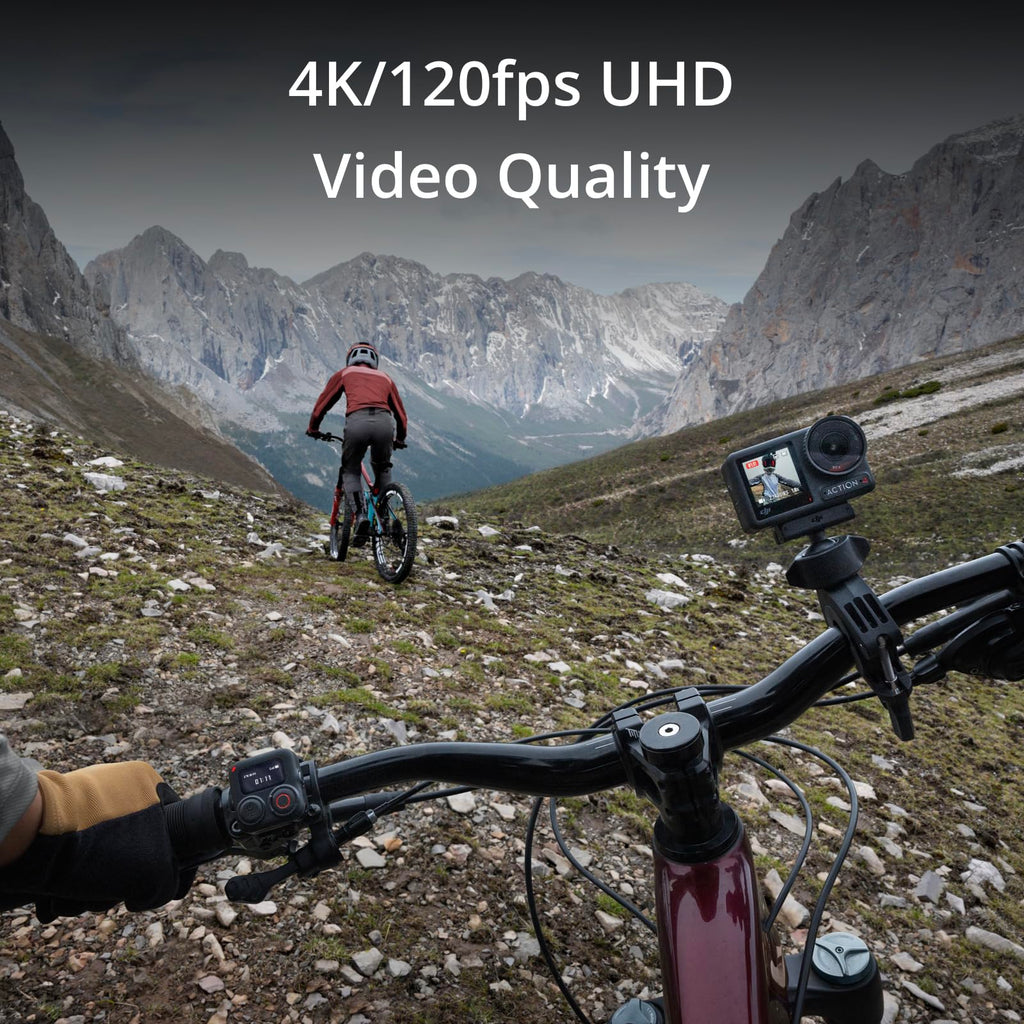 DJI Osmo Action 4 Adventure Combo, Waterproof Action Camera with 1/1.3" Sensor, 4K/120fps Video, Stunning Low-Light, 8h Extended Battery Life with 3 Batteries, 1.5m Extension Rod, Battery Case