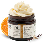 Hearth & Homestead Whipped Beef Tallow for Skin & Face - 100% Grass Fed, Eczema Cream & Body Butter, Organic Olive Oil, Calendula & Rose, Lotion & Hand Moisturizer for Dry Skin, Vanilla Orange, 1.3oz