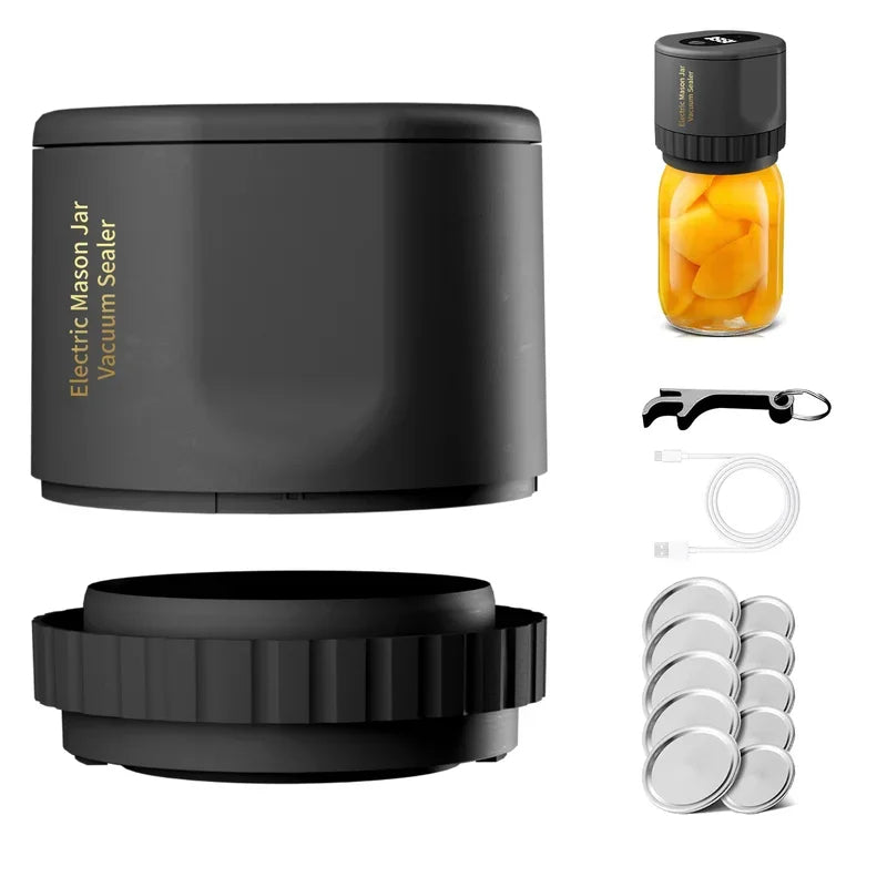 Electric Mason Jar Vacuum Sealer Kit, Cordless, for Mason Jars Wide Mouth Fermentation with Mason